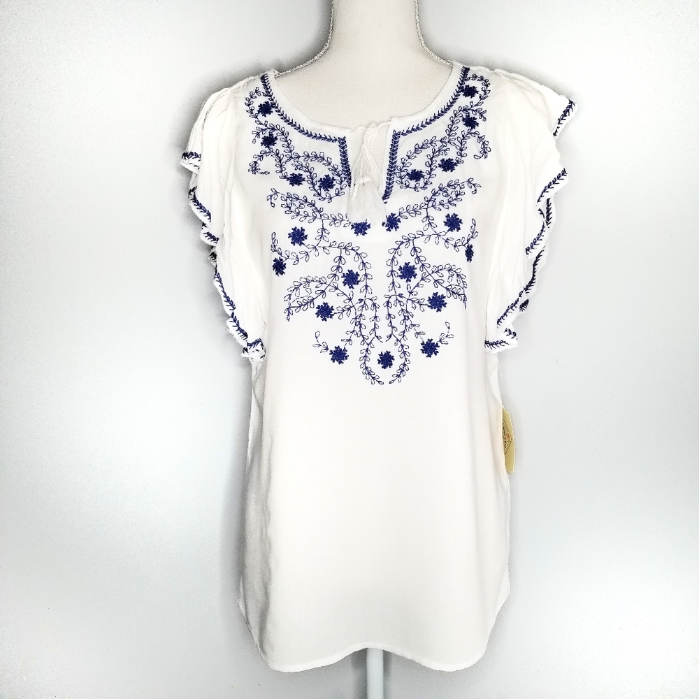 St. John's Bay embroidered top